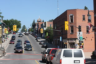 assorted-color vehicles, Canada, street HD wallpaper