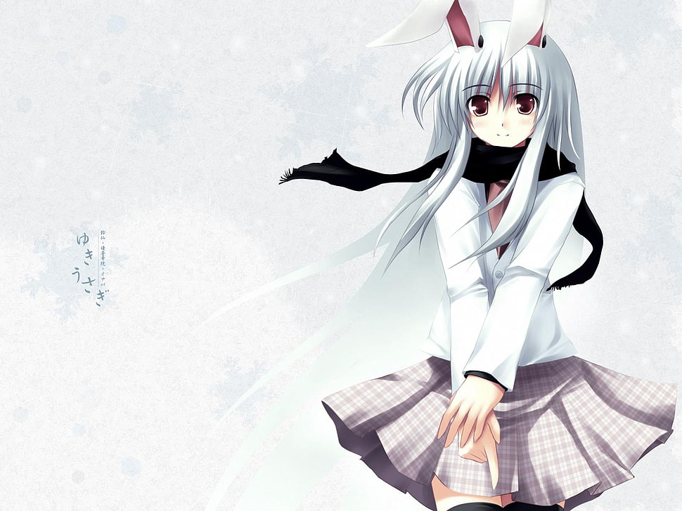 female anime character in gray hair HD wallpaper