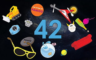 assorted-color decor illustration, 42, The Hitchhiker's Guide to the Galaxy, literature, numbers