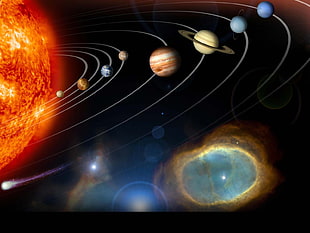 solar system illustration, space, planet