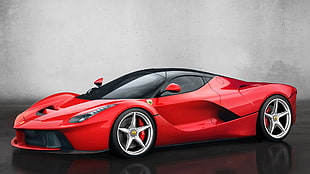 red and black car bed frame, car, Ferrari LaFerrari, red cars, Ferrari HD wallpaper