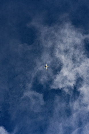 white passenger plane, Airplane, Sky, Flight