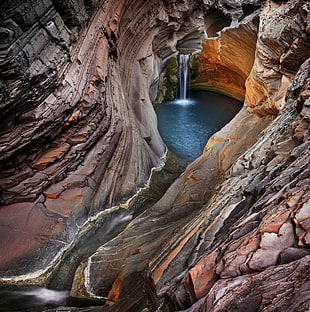 lake in cave photography