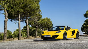 yellow McLaren convertible coupe, McLaren MC4-12C, McLaren, yellow cars, car