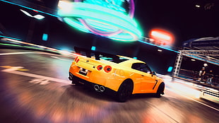 yellow Nissan GTR game screenshot