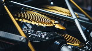 black and yellow vehicle engine, engines, car, Huayra HD wallpaper