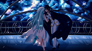 man and woman anime illustration HD wallpaper