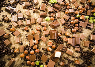 assorted chocolates and coffee beans