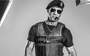 Sylvester Stallone, Sylvester Stallone, monochrome, movies, The Expendables 3