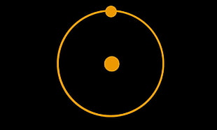round yellow logo, science, hydrogen, minimalism, artwork