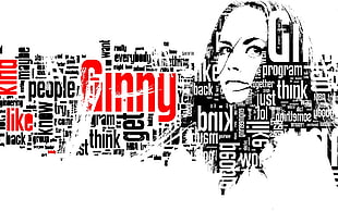 Ginny text, text, typographic portraits, simple background