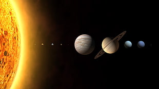 closeup photo of planets
