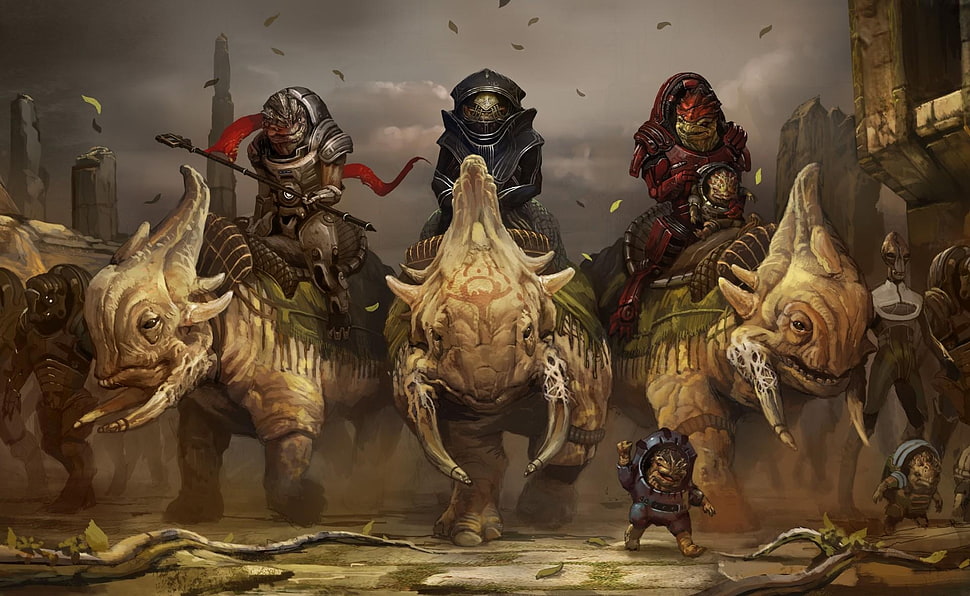 three Warrior ride on Monster HD wallpaper