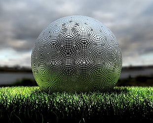gray bauble on green grass