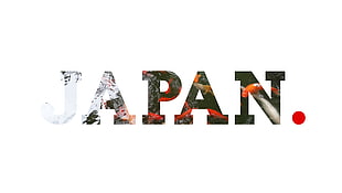 Japan text on white background, Japan, typography, artwork