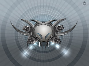 gray logo wallpaper, digital art