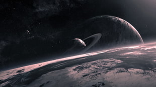 planet Saturn, space, planet, space art, planetary rings