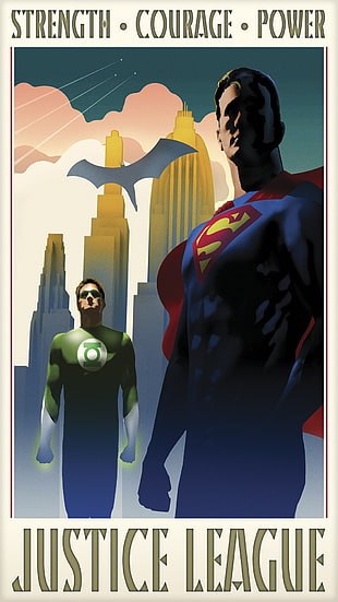 Justice League poster, Justice League, men, Batman logo, Superman