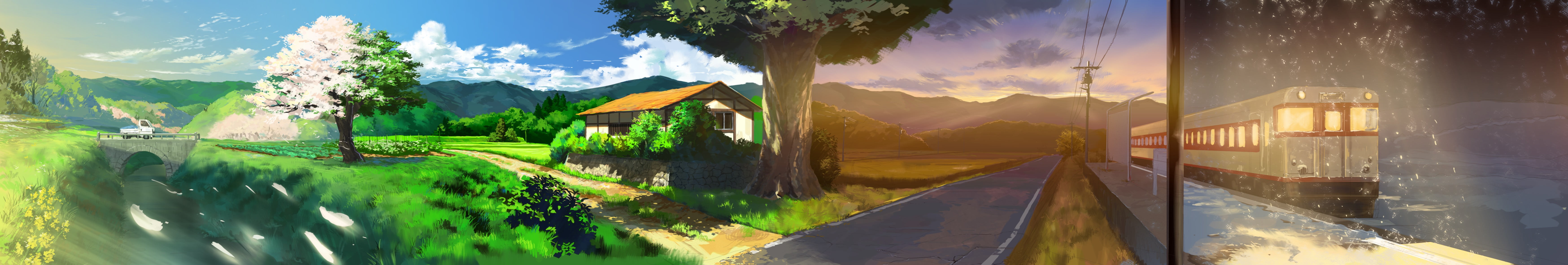 Panoramic Anime Photography Panoramas Seasons Train Anime Hd Wallpaper Wallpaper Flare