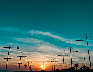 light post lot, Sky, Sunset, Pillars