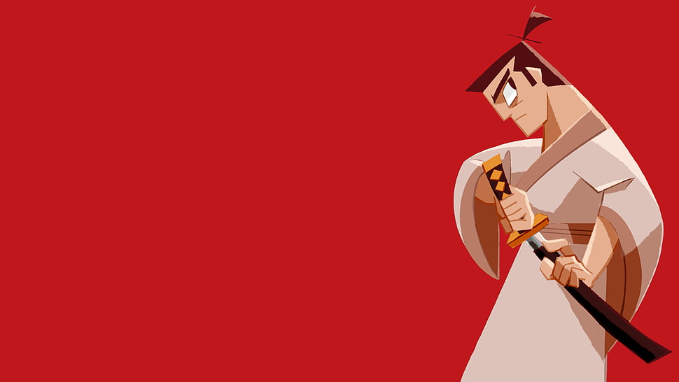 Samurai Jack digital wallpaper, Samurai Jack, simple background, samurai, katana HD wallpaper
