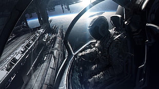 white astronaut suit, science fiction, space, astronaut, Andree Wallin