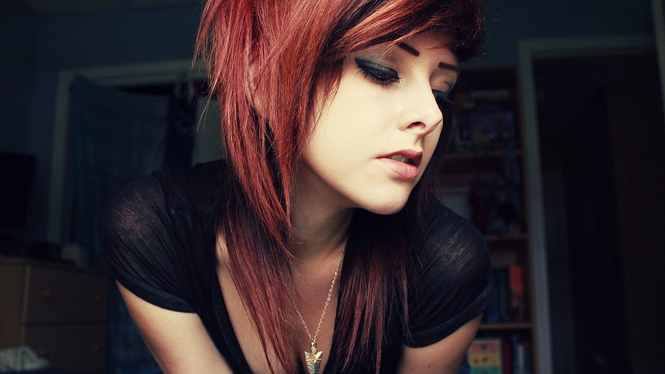 redhead, women, emo, women indoors HD wallpaper