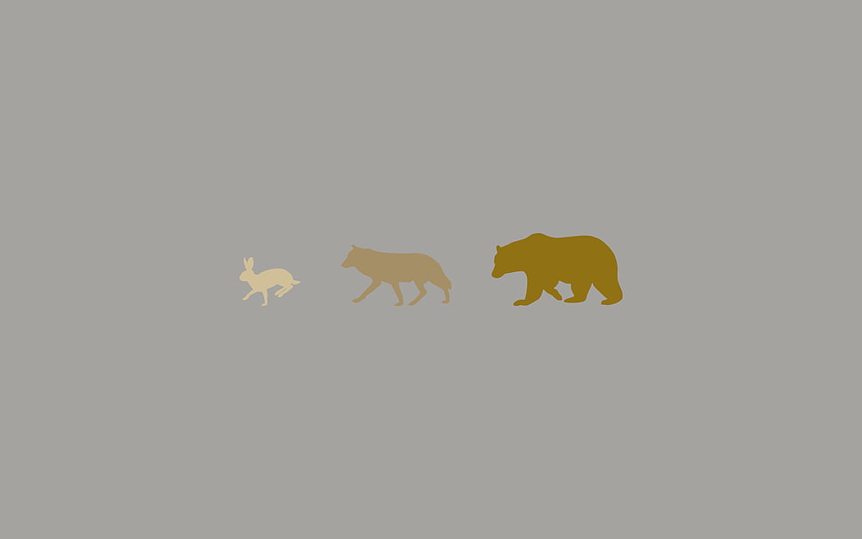three assorted animals, minimalism HD wallpaper