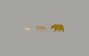 three assorted animals, minimalism