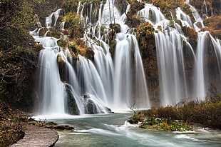 timelapase photo of a waterfalls, croatia