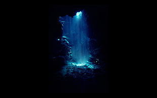 blue cave, underwater, sea, cave HD wallpaper
