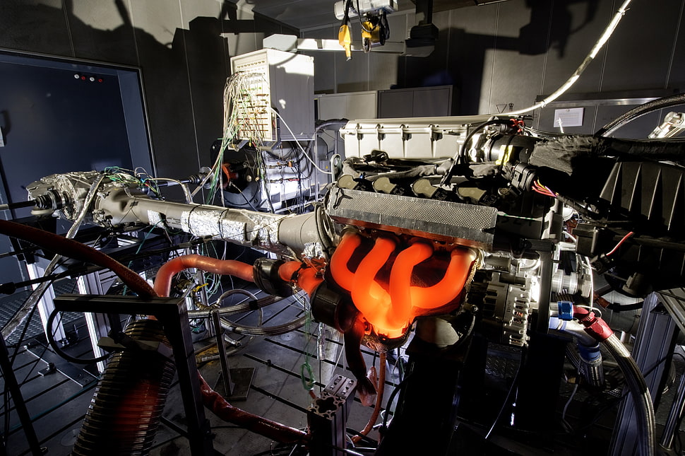 orange and gray metal industrial machine, machine, technology HD wallpaper