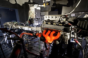 orange and gray metal industrial machine, machine, technology