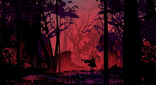 game character, red, forest, reaper, TacoSauceNinja HD wallpaper