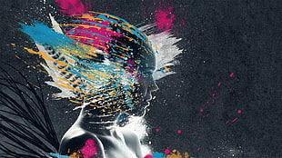 photography of female portrait splatter painting HD wallpaper