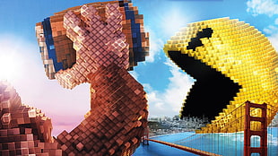 Donkey Kong and Pac-Man digital wallpaper