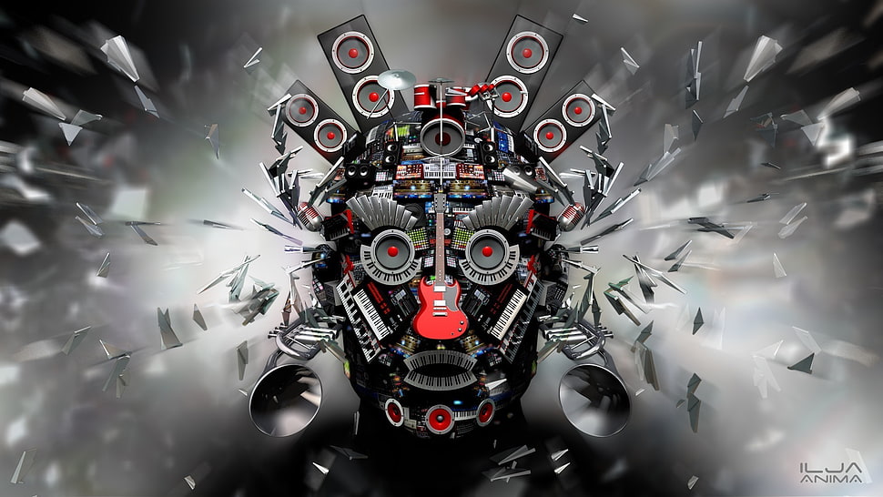 speaker face illustration HD wallpaper
