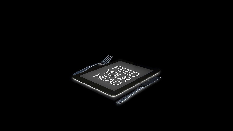 silver-colored fork, black, technology HD wallpaper