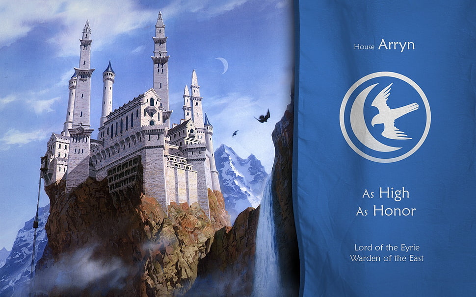 House Arryn graphic wallpaper, Game of Thrones, House Arryn, The Eyrie, castle HD wallpaper