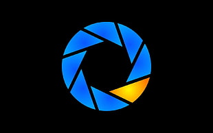 round blue and yellow logo, Aperture Laboratories, logo