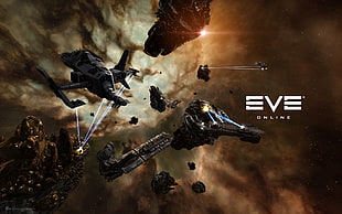 black and white fish lure, EVE Online, space, spaceship, mining