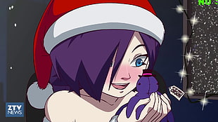 female anime character wearing Christmas hat, Zone-tan, Zone-sama, Christmas