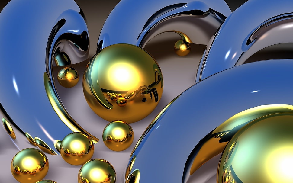 brass-colored baubles graphic photography HD wallpaper