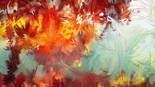 red and orange floral painting