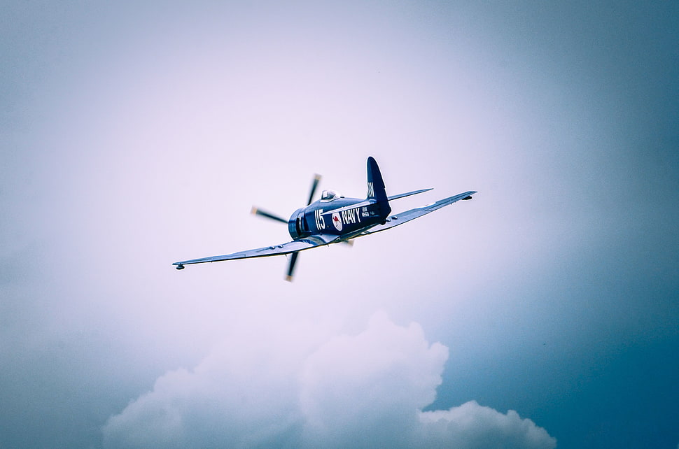 black and white jet plane near white cloud HD wallpaper