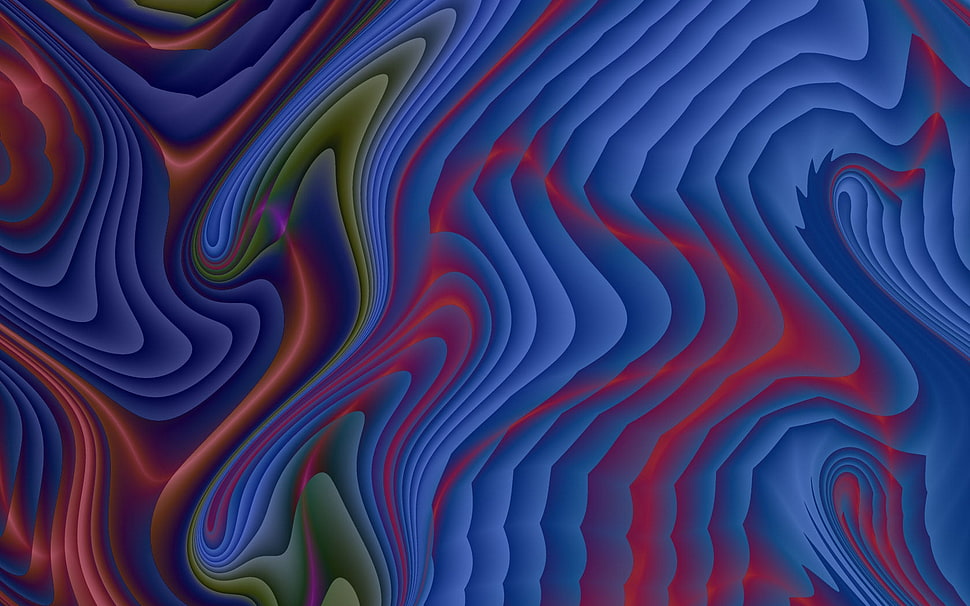 blue, red, and green illustration HD wallpaper