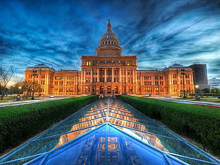 blue and red house painting, architecture, texas state capitol, Texas, HDR