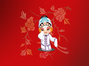 woman wearing white traditional dress character artwork