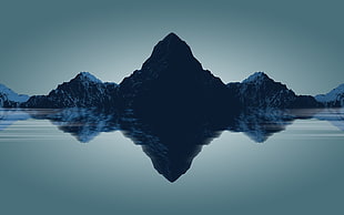 mountain range reflective photography, landscape, mountains, water