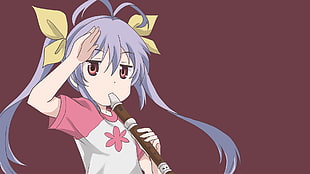 purple-haired female anime character illustration, Miyauchi Renge , Non Non Biyori, simple, anime